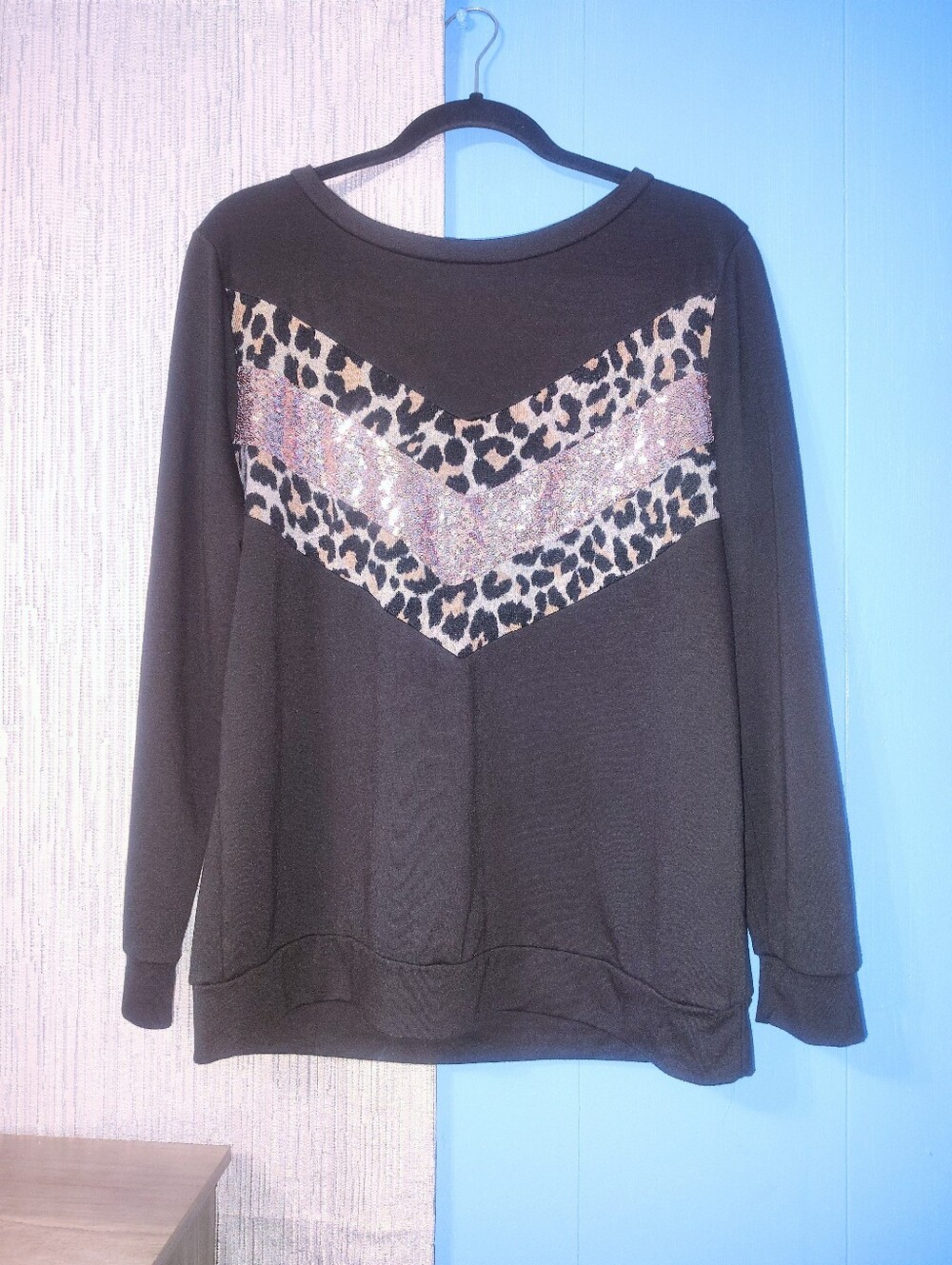 Leopard & Sequin Chevron Sweater